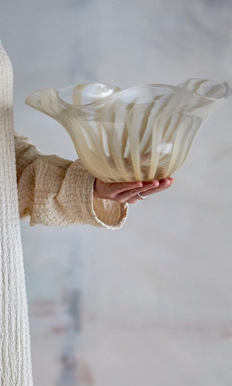 Bloomingville - Imri Skål, 32x13x30 cm., Rosa, Glas