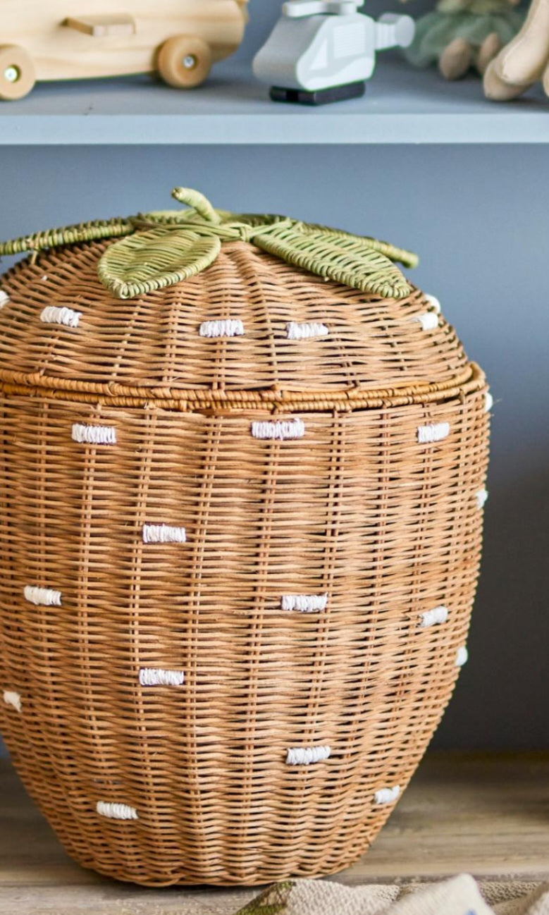 Bloomingville - Pelino Kurv m/låg, 30x40 cm., Brun, Rattan