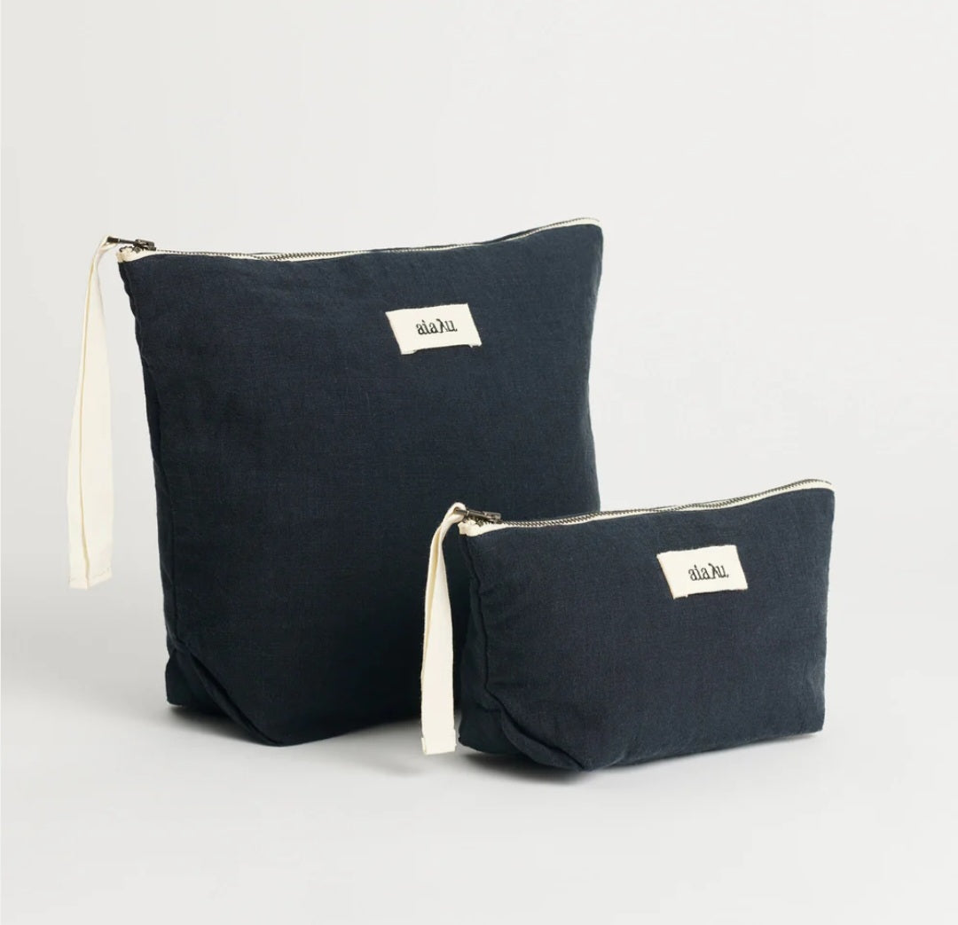 aiayu - Pouch Linen Mini, 24x11 cm., Navy