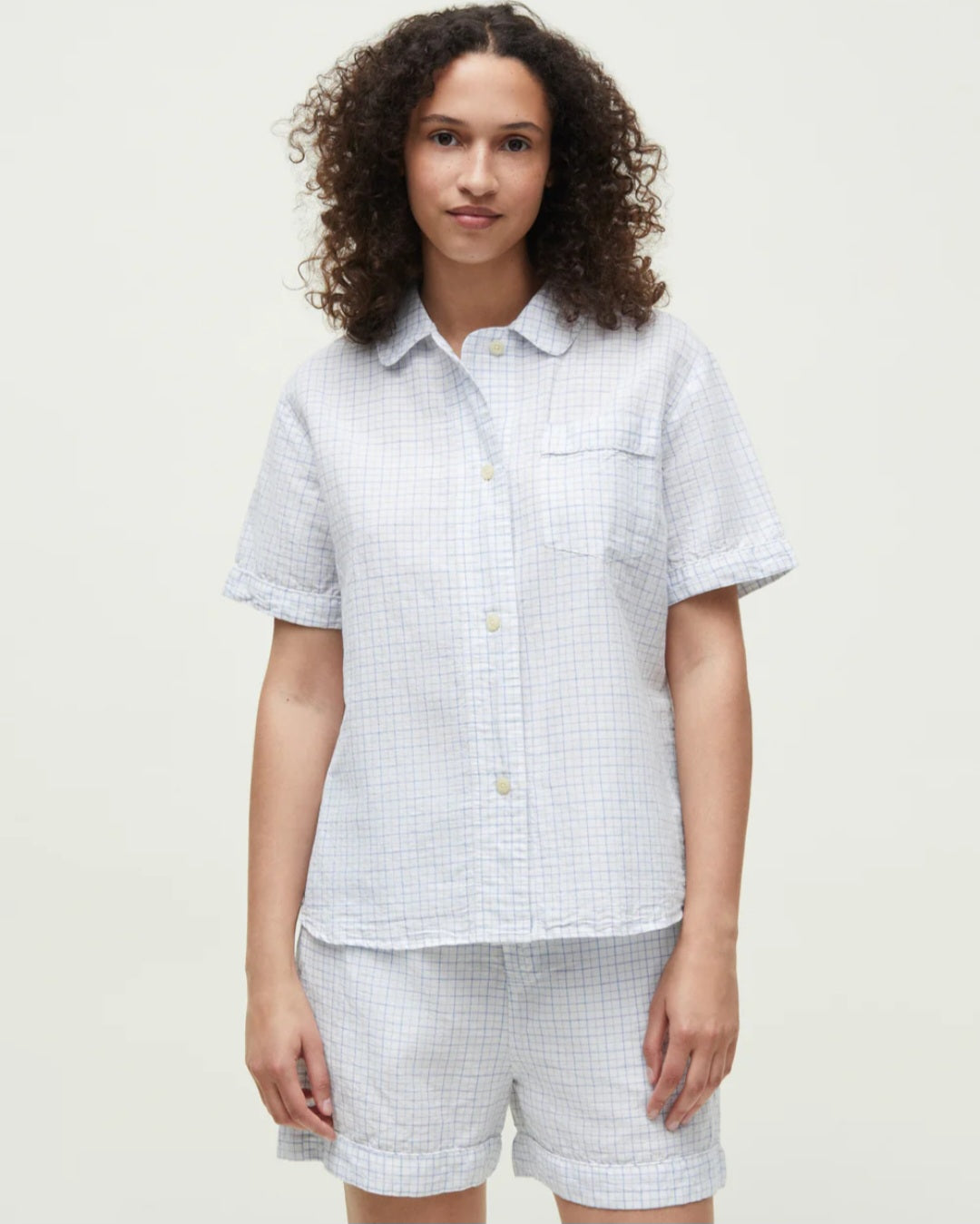 aiayu - Pyjamas Night Summer Check, Mix Blue Bell