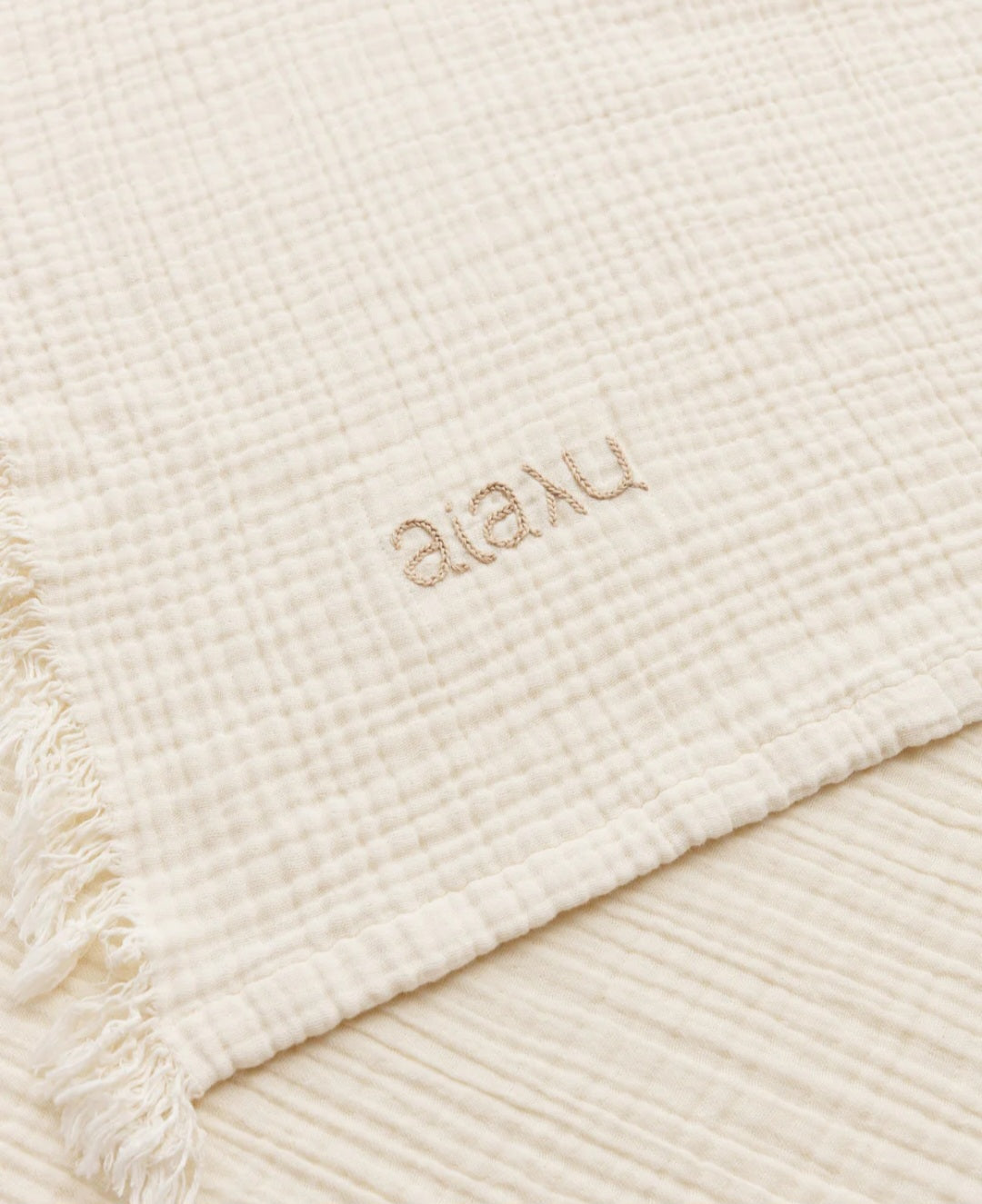 aiayu - Cotton Throw, 150x200 cm., Pure Ecru