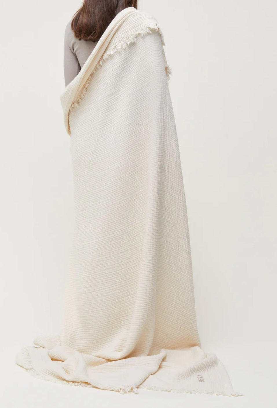 aiayu - Cotton Throw, 150x200 cm., Pure Ecru