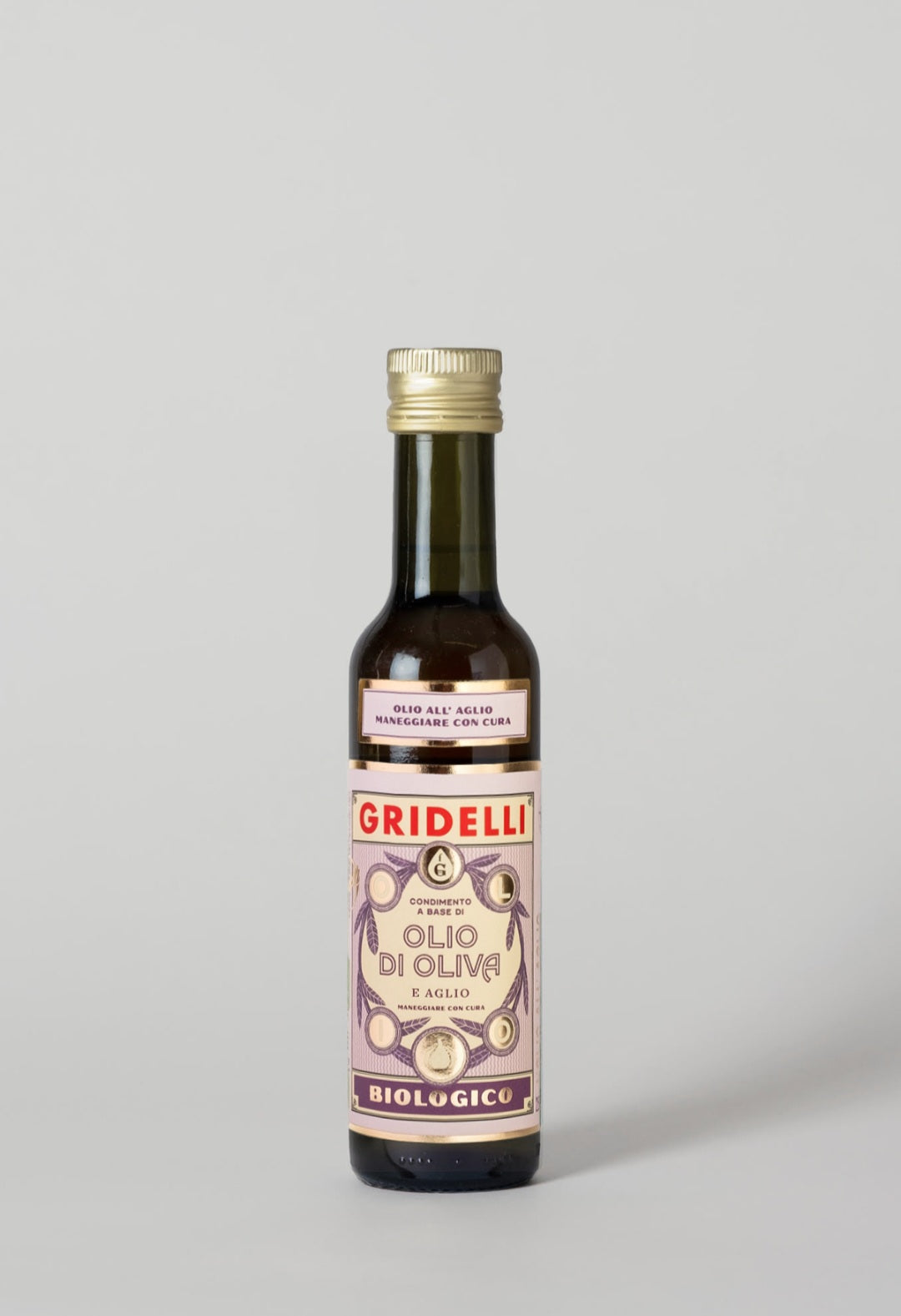 Gridelli - Økologisk olivenolie m/hvidløg, 250 ml.