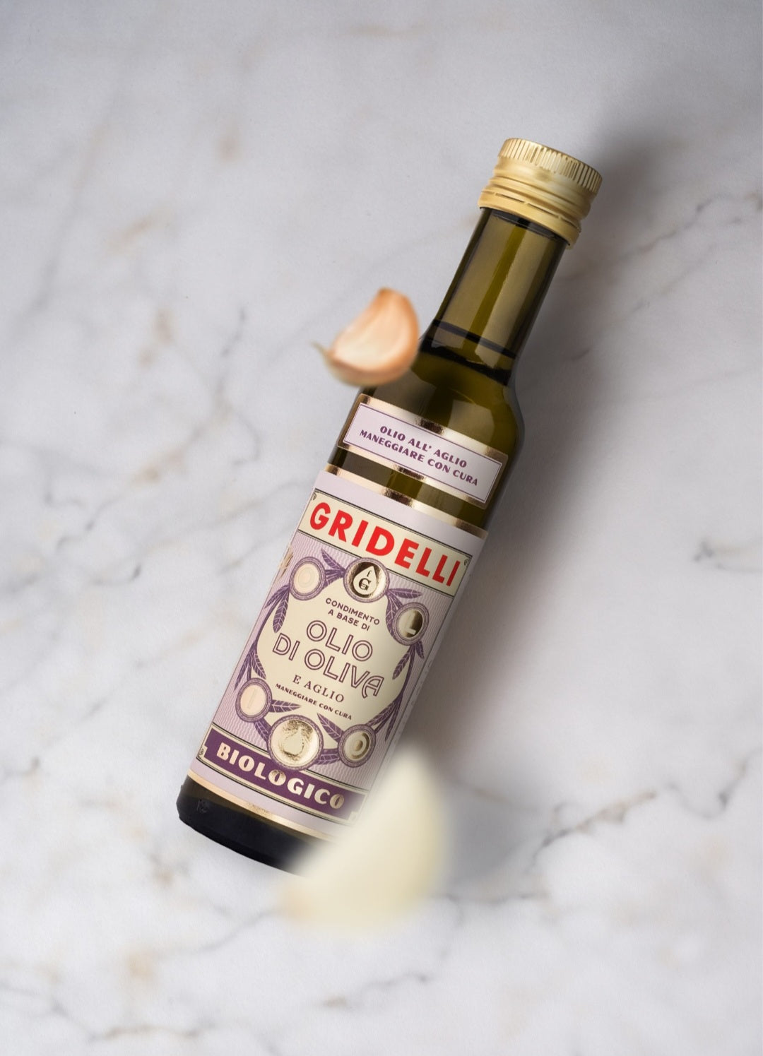 Gridelli - Økologisk olivenolie m/hvidløg, 250 ml.