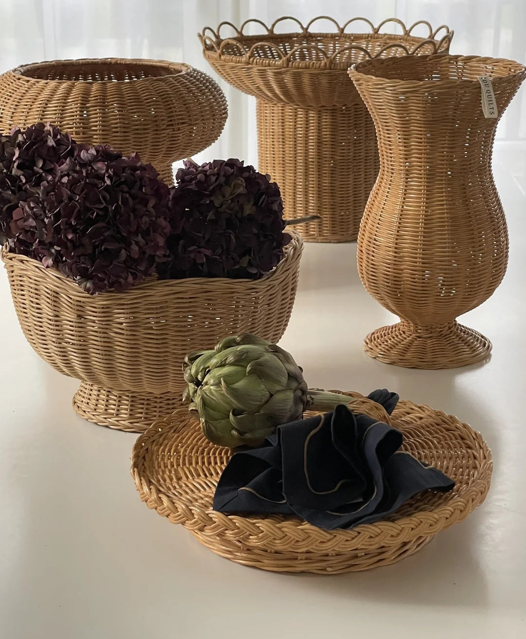 Jou Quilts - Rattan Stand, H6xD32 cm., Rattan, Natur