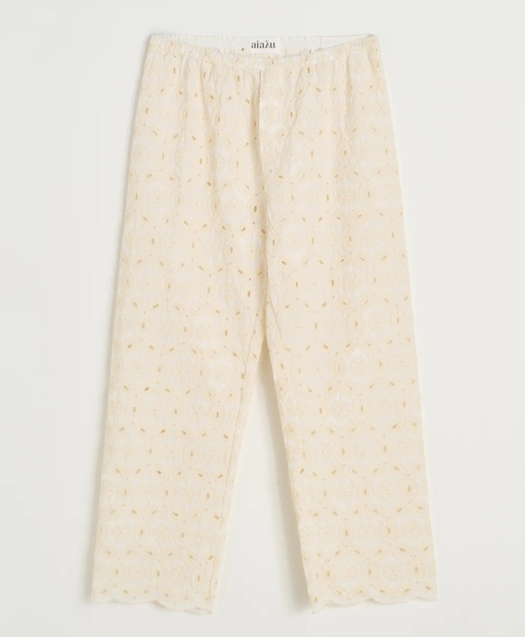 aiayu - Ava Pant Embroidery, Fås i farverne Black og Pure Ecru