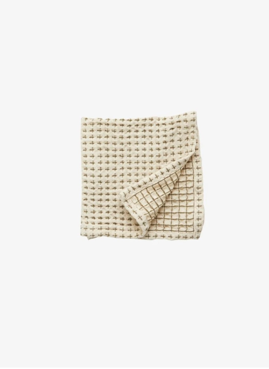 Nordal - HEZE Karklud, Vaffelvævet, B30xL30 cm., Off white/Grøn