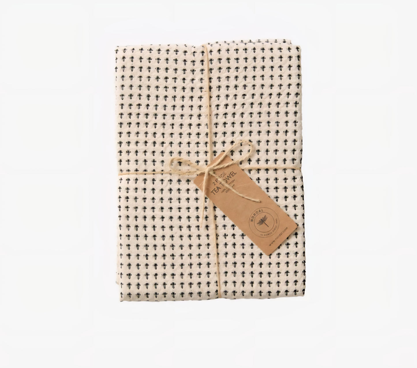 Nordal - HEZE Viskestykke, Vaffelvævet, B50xL70cm., Råhvid/Grøn