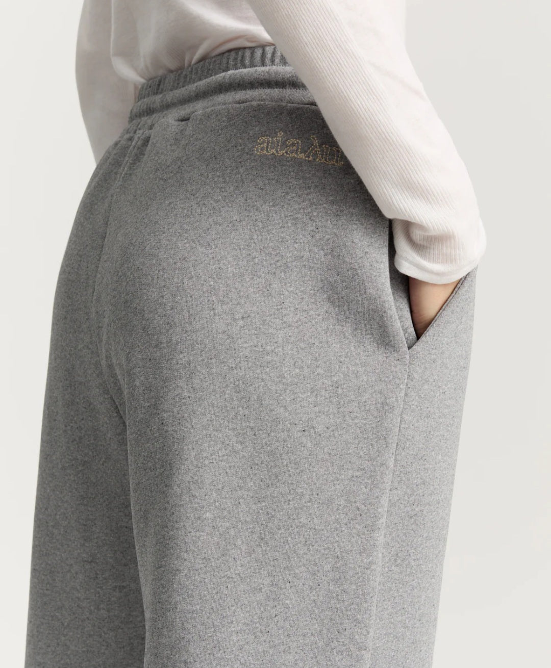 aiayu - Stitched Circular Sweatpants, Grey Melange