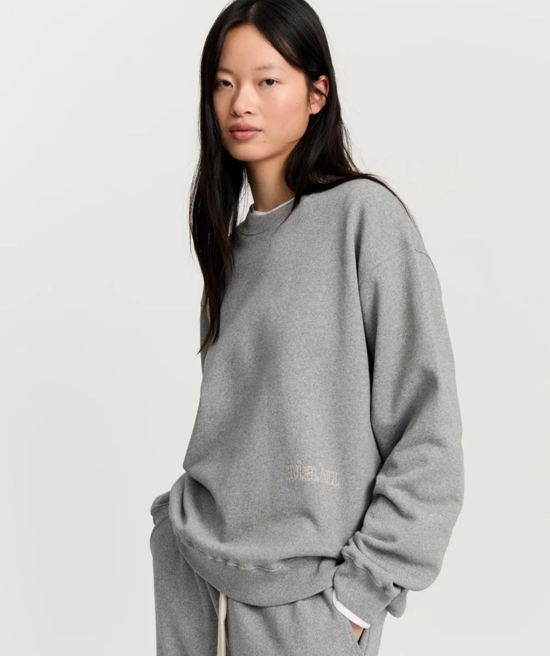 aiayu - Stitched Circular Sweatshirt, Grey Melange