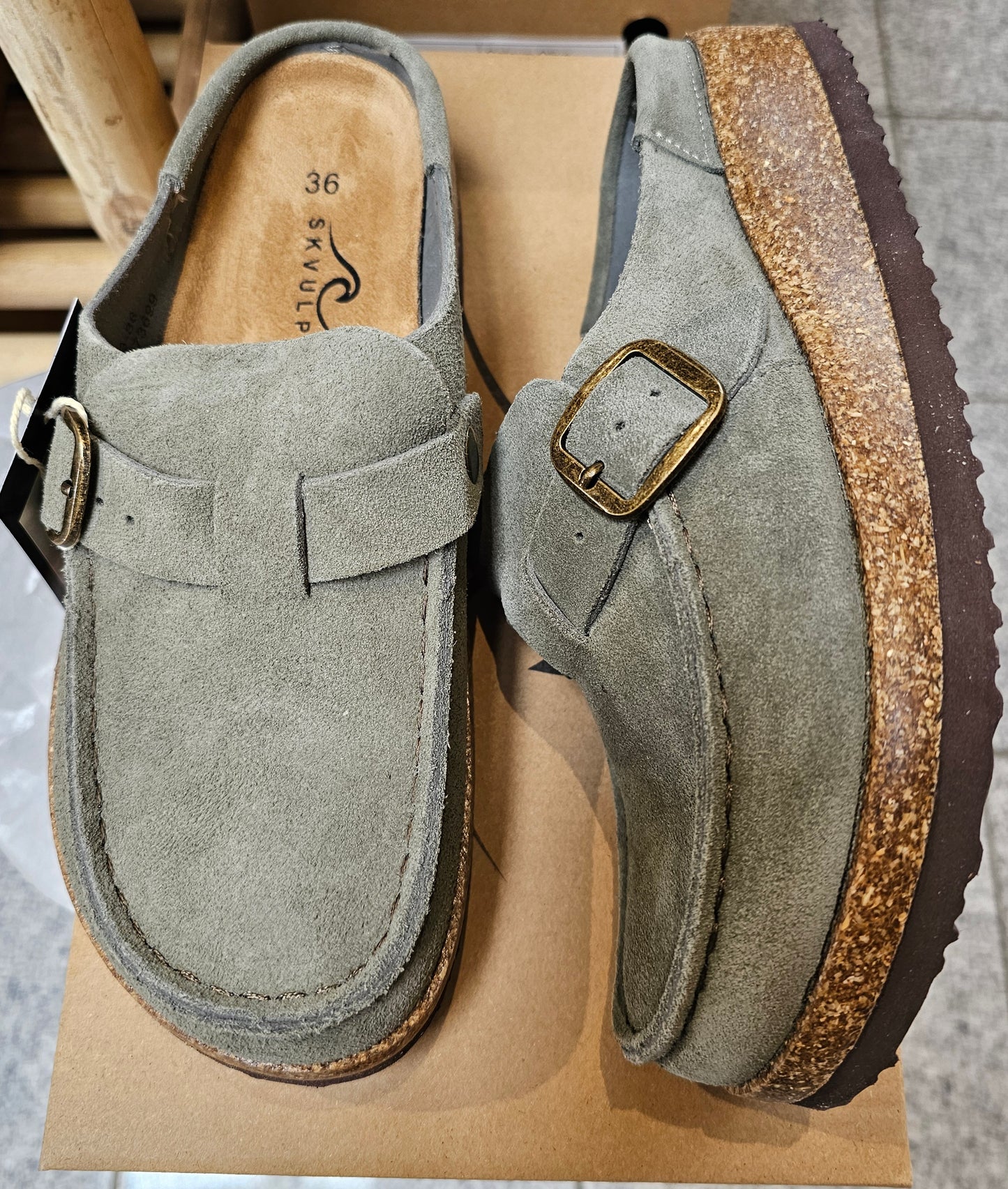 SKVULP - Slip-in Sandaler, Dusty Green