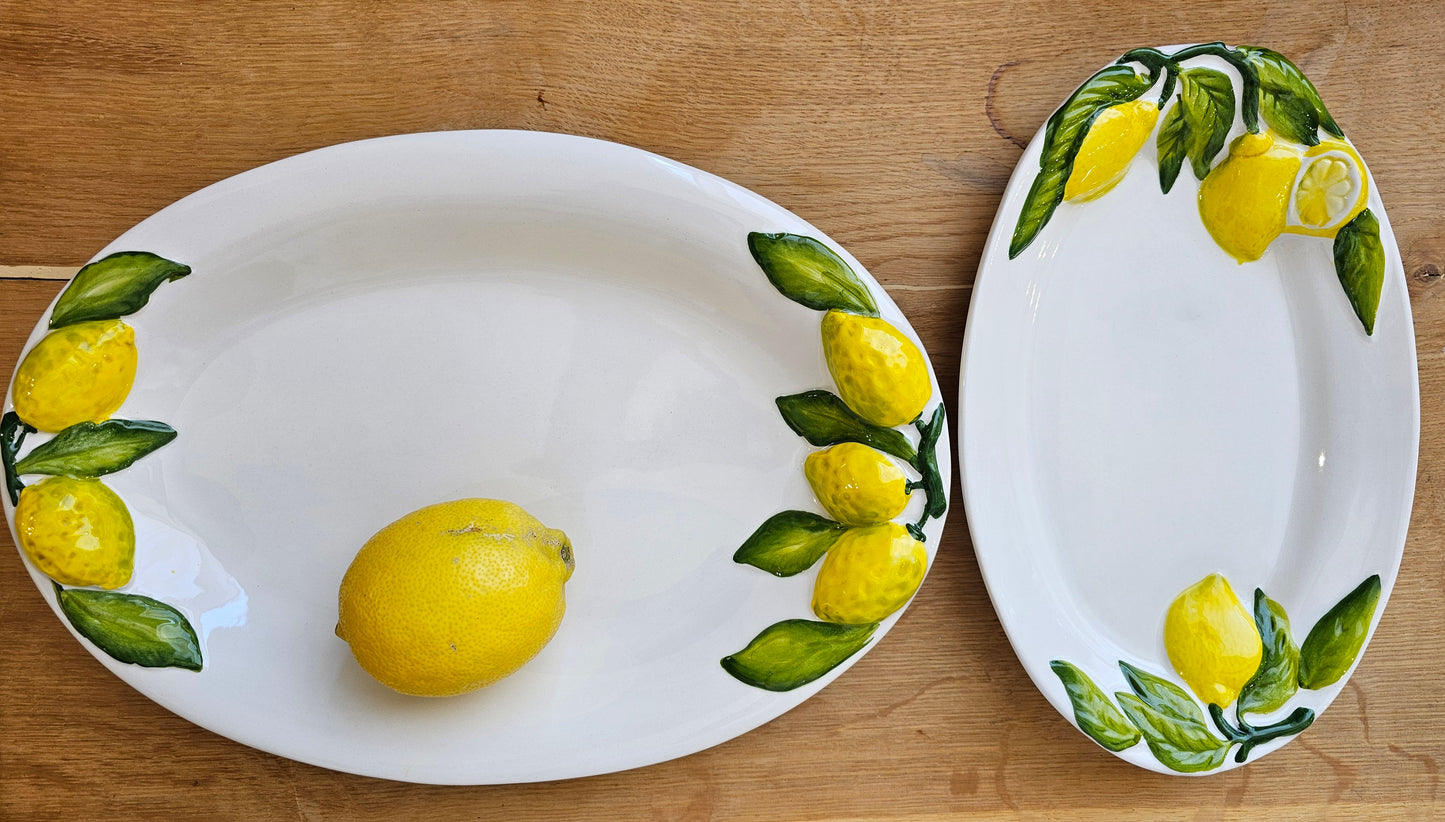 Caja Company - Serveringsfad m/citroner, 37x25 cm., Creme/gul