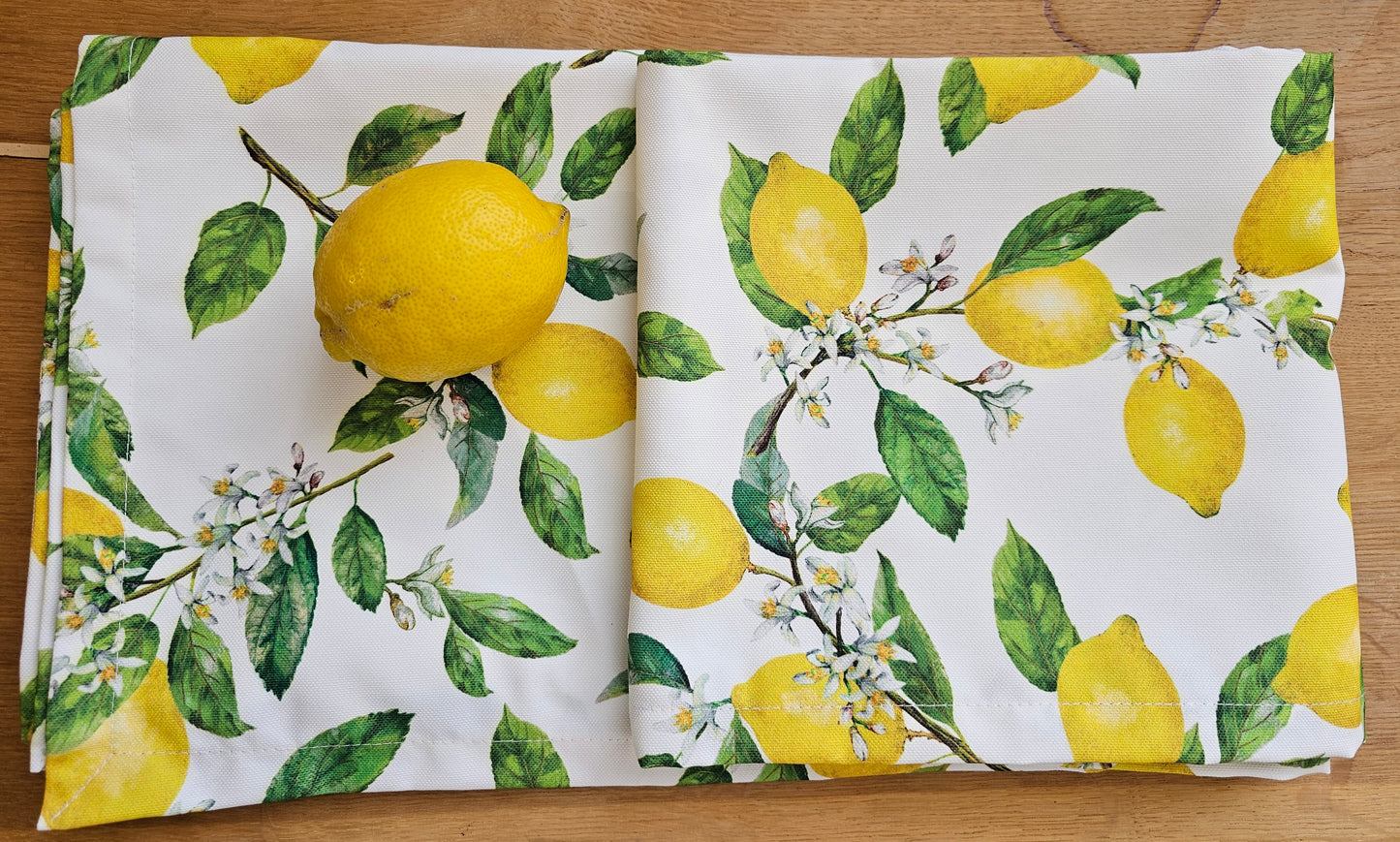 Caja Company - Dug m/citroner, 140x180 cm., Creme/gul
