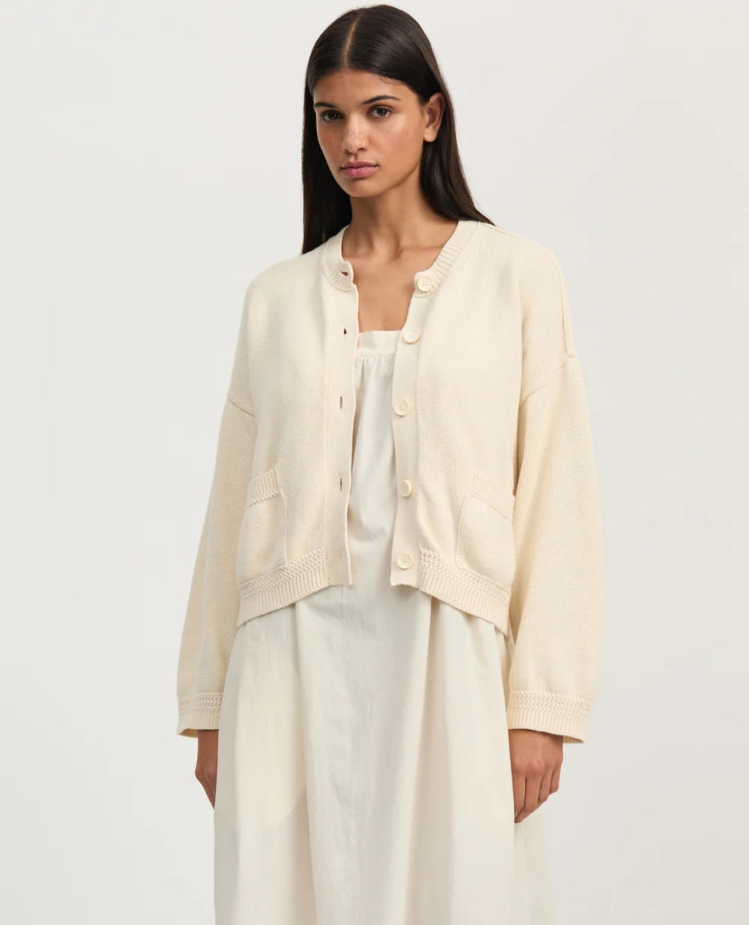 aiayu - Cobe Cotton Cardigan, Pure Ecru