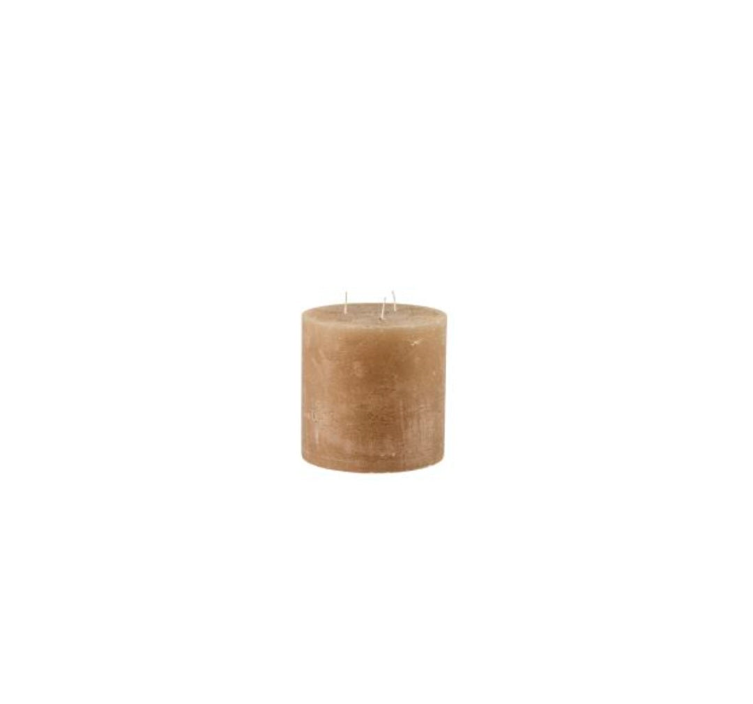 2HAVE/LAVIDA - Bloklys Rustic 3-Væget, 15x15 cm., Fås i farverne Hvid, Gråbrun & Fersken