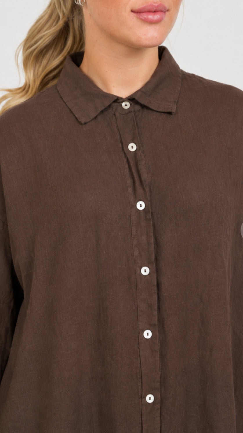 Tiffany - Jenna Oversized Linen Shirt, Fås i 2 farver - Mocca & White