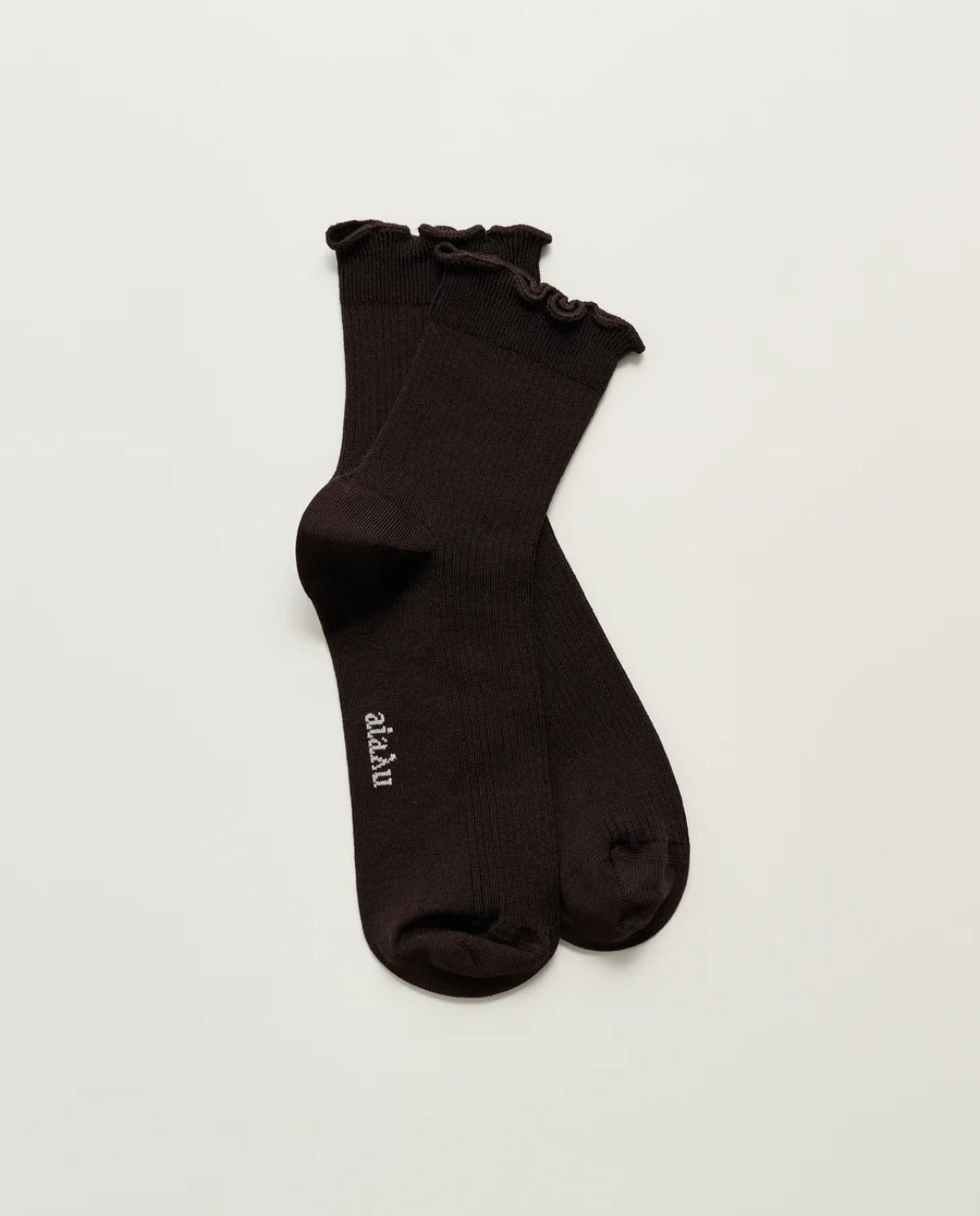 aiayu - Cotton Frill Socks, Chocolate