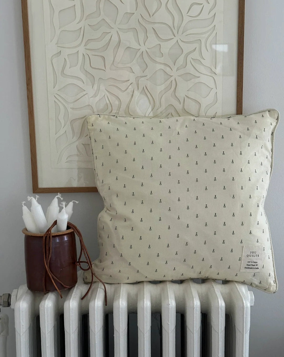 Jou Quilts - Piping Cushion, 45x45 cm., Pattern Dark Navy