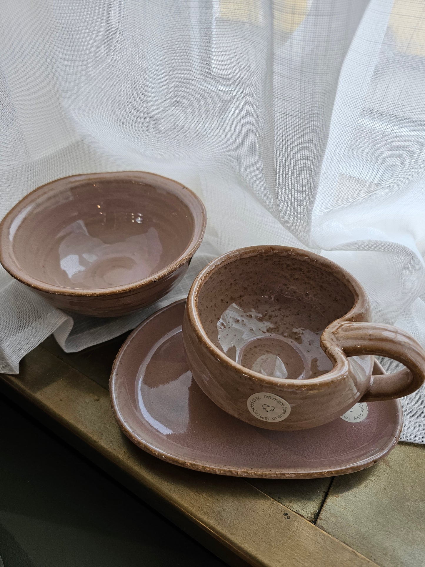 AU Maison - Asymmetrisk Tallerken, Recycled Keramik, L16xØ12 cm., Lilla