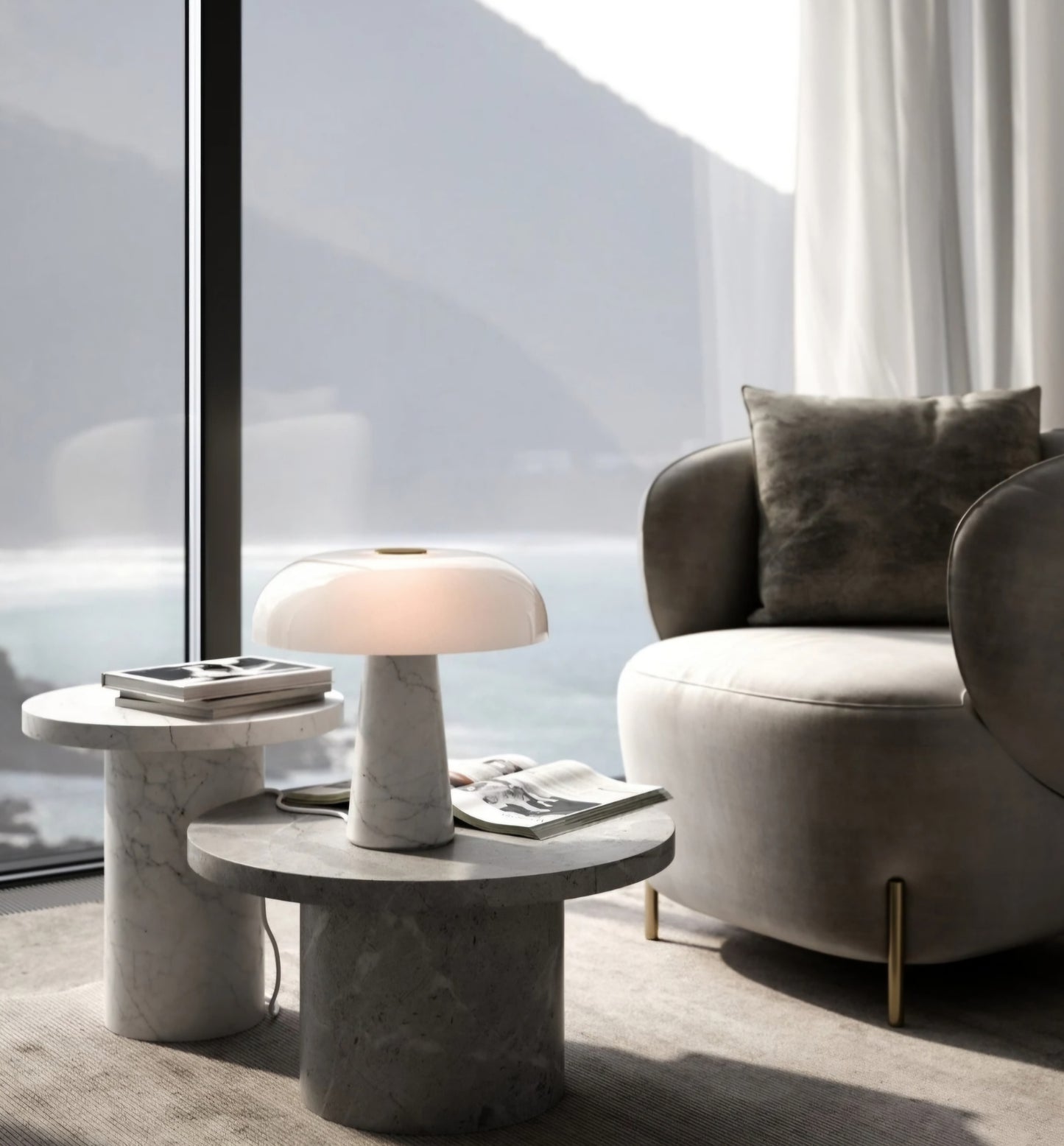 Design For The People - Glossy Bordlampe, Opal Hvid