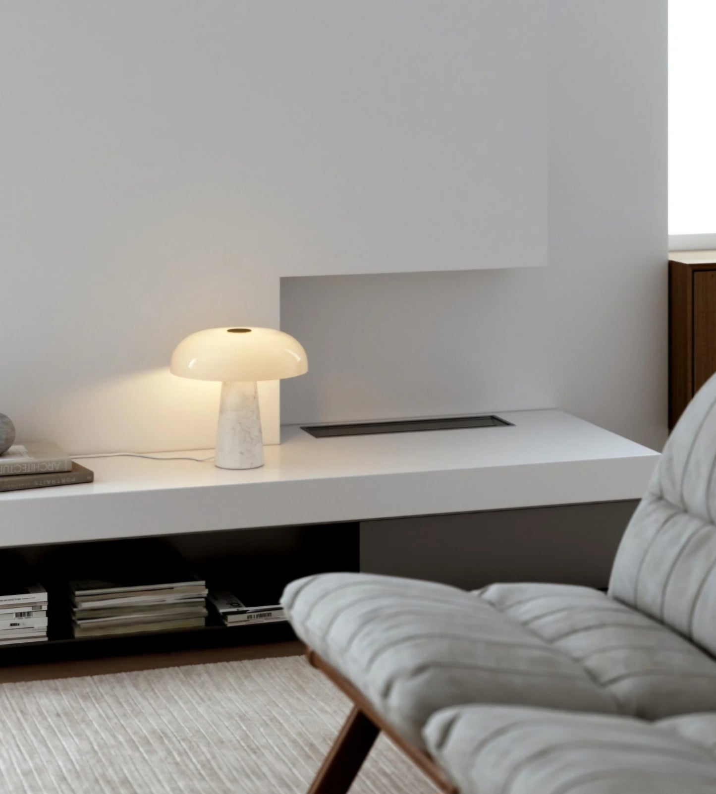 Design For The People - Glossy Bordlampe, Opal Hvid