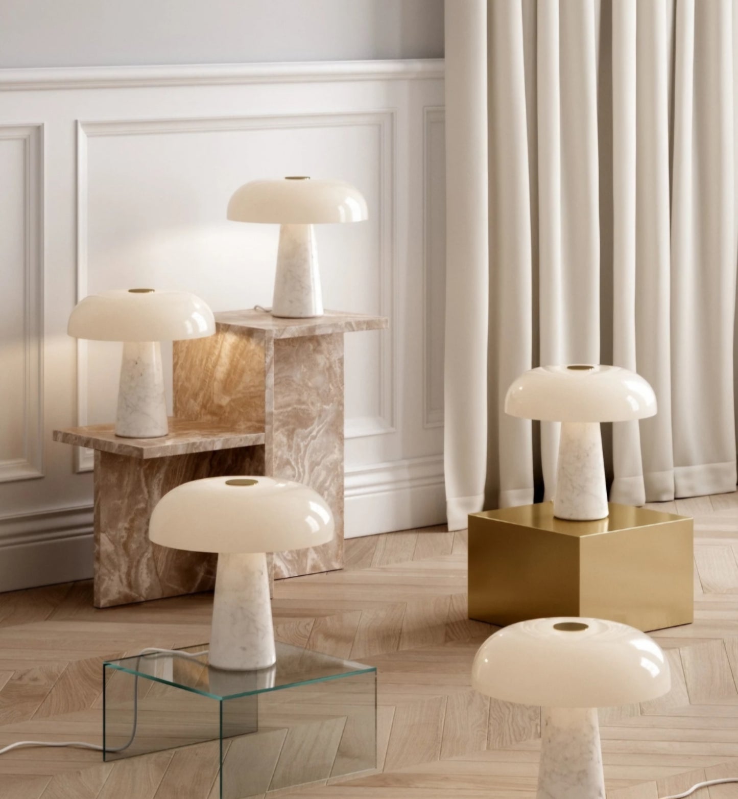 Design For The People - Glossy Bordlampe, Opal Hvid