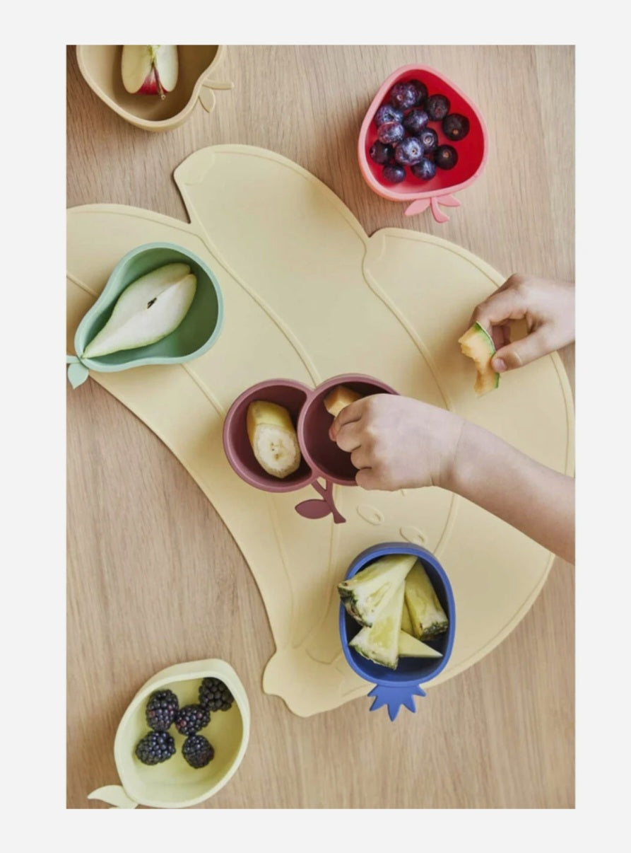OYOY - Yummy Snack bowl, Ananas & Æble Skål, Blue/Light Rubber