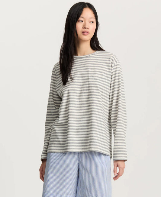 aiayu - Circular Long Sleeve Tee, Mix Grey Melange