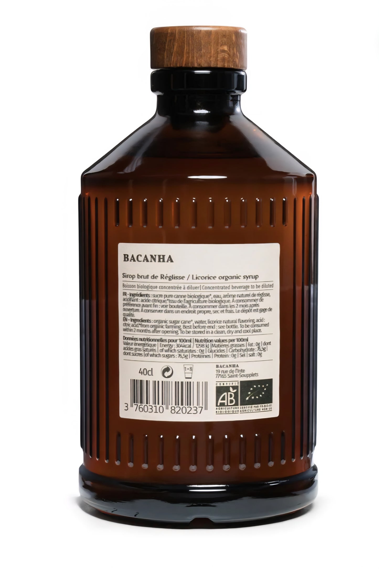 Bacanha - Brut Réglisse/Rå Lakrids Sirup, Økologisk, 400 ml.