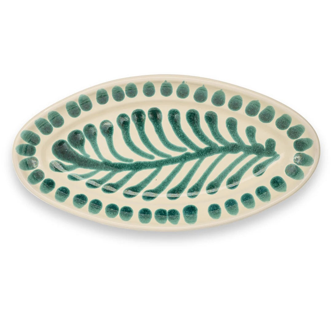 Foods of Italy - Serveringstallerken, Beige med grønt bladmønster, 30 cm.