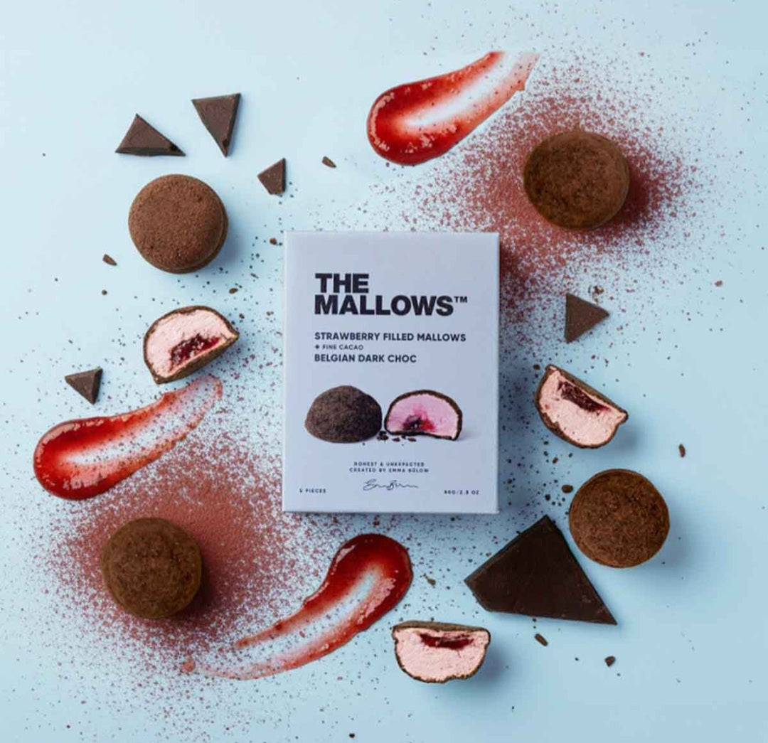 The Mallows - Strawberry Filled Mallows & Belgian Dark Choc Box, 5 stk.