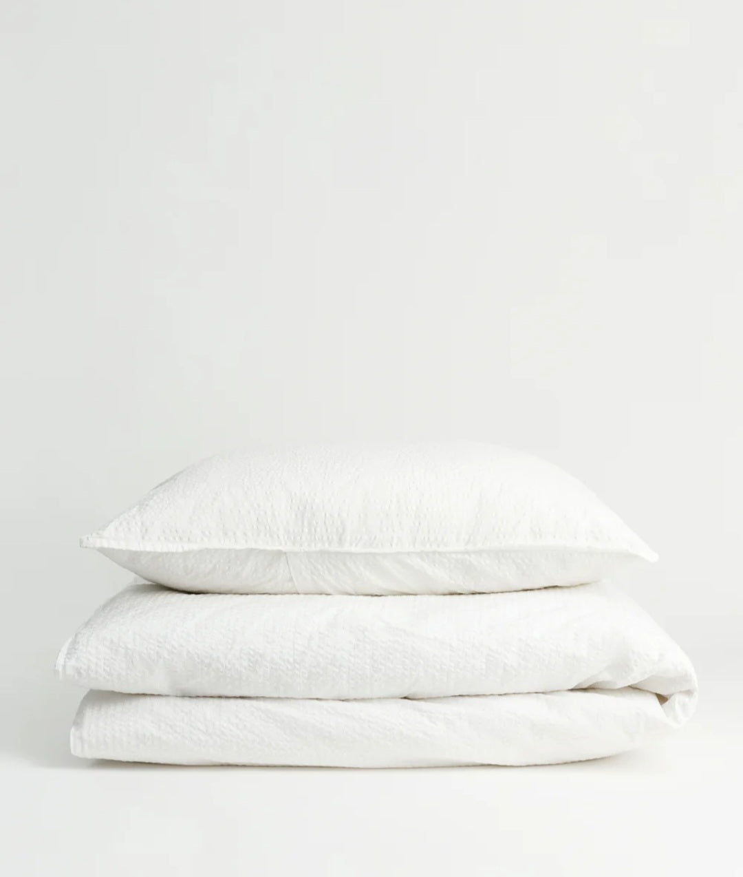 aiayu - Sengetøj Seersucker + Pudebetræk, 140x200/60x63 cm., White