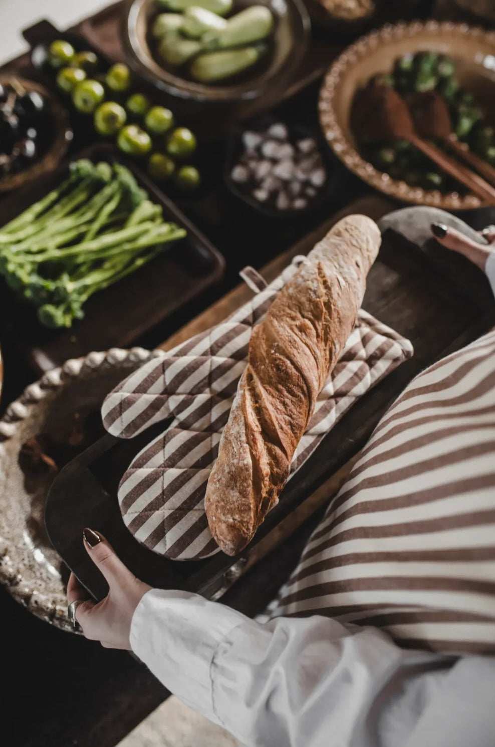 Jakobsdals - Cuisine Grillhandske, 2 farver - Off white & Brown