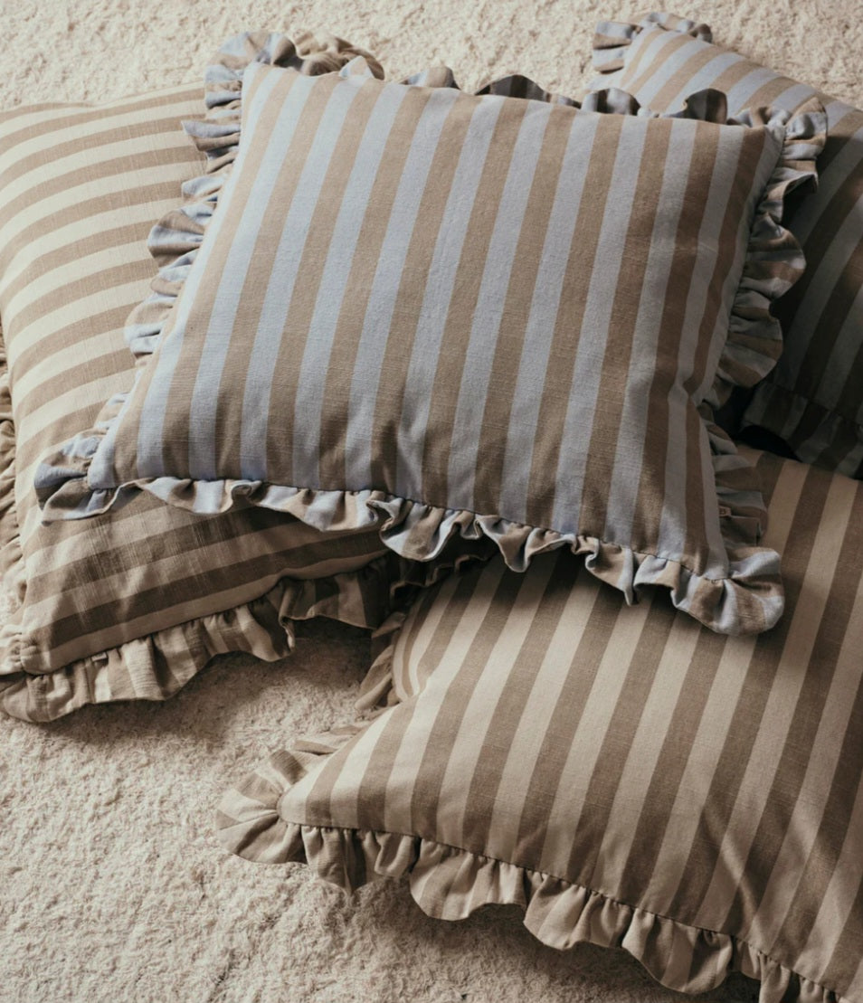 Broste Copenhagen - Ina Pudebetræk inkl. monteringspude, B50xL50 cm., Brown Kelp/Castle Beige