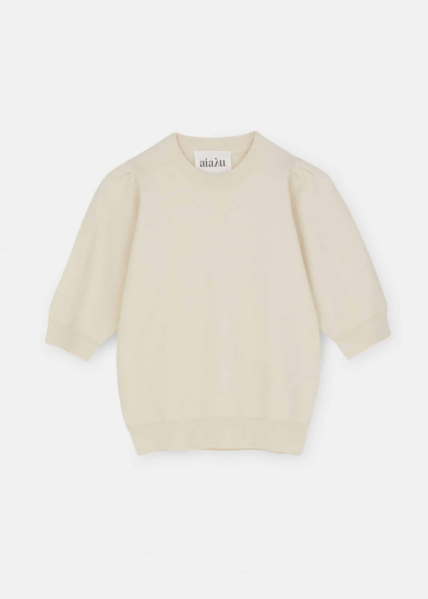 Aiayu - Earl Strikbluse, Pure Ecru