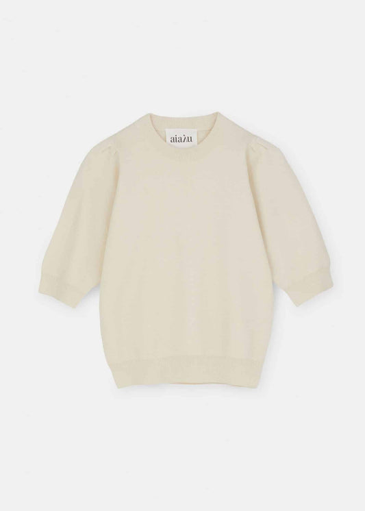 Aiayu - Earl Strikbluse, Pure Ecru