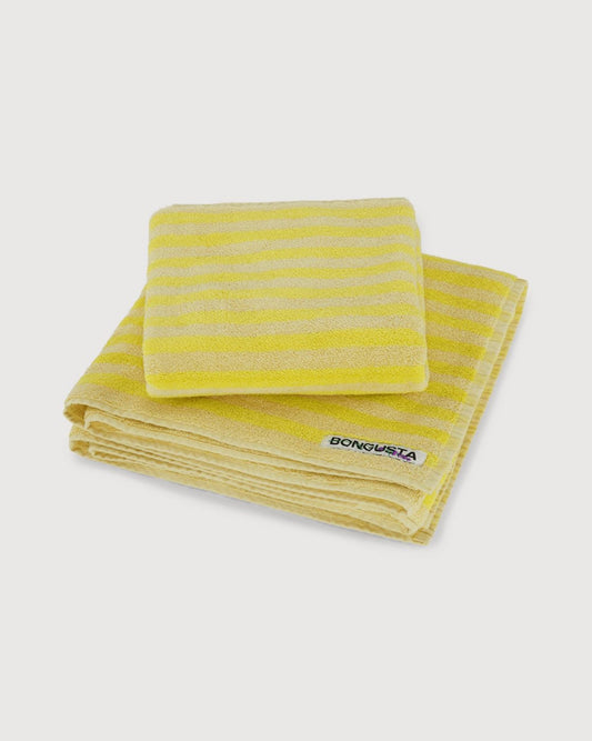 Bongusta - Bath Naram Towel, Pristine/Neon Yellow