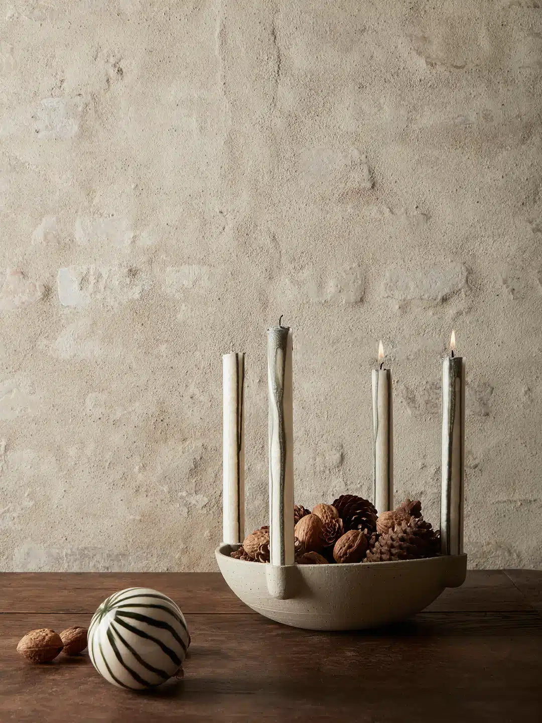 Ferm Living - Bowl Candle Holder L, Light Grey