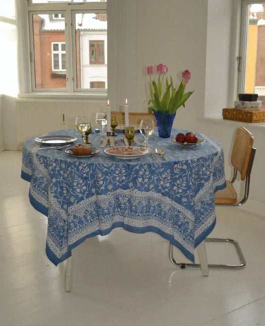 Sissel Edelbo - Noor Block Print Tablecloth, Sapphire Blue