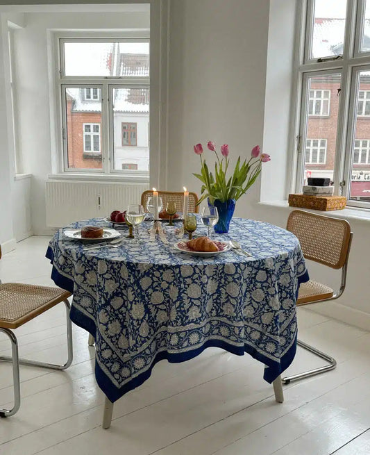 Sissel Edelbo - Noor Block Print Tablecloth, Lapiz Lazuli