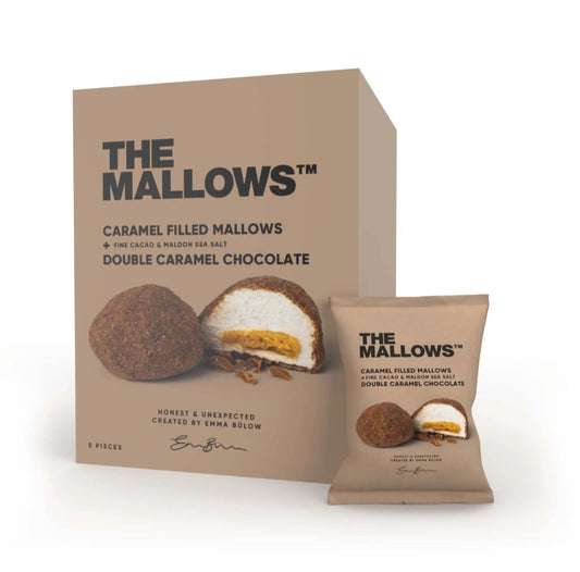 The Mallows - Caramel filled Skumfiduser & Double Caramel Chocolate Boks m/5 stk., 90 gram