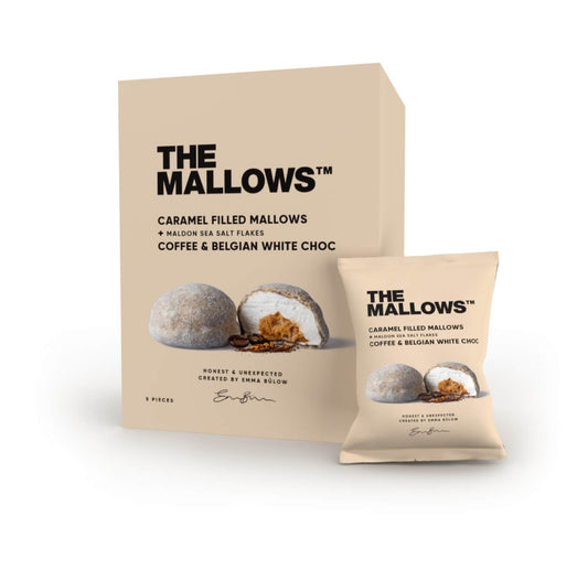 The Mallows - Caramel filled Skumfiduser, Coffee & Belgian White Chocolate Box m/5 stk., 90 gram