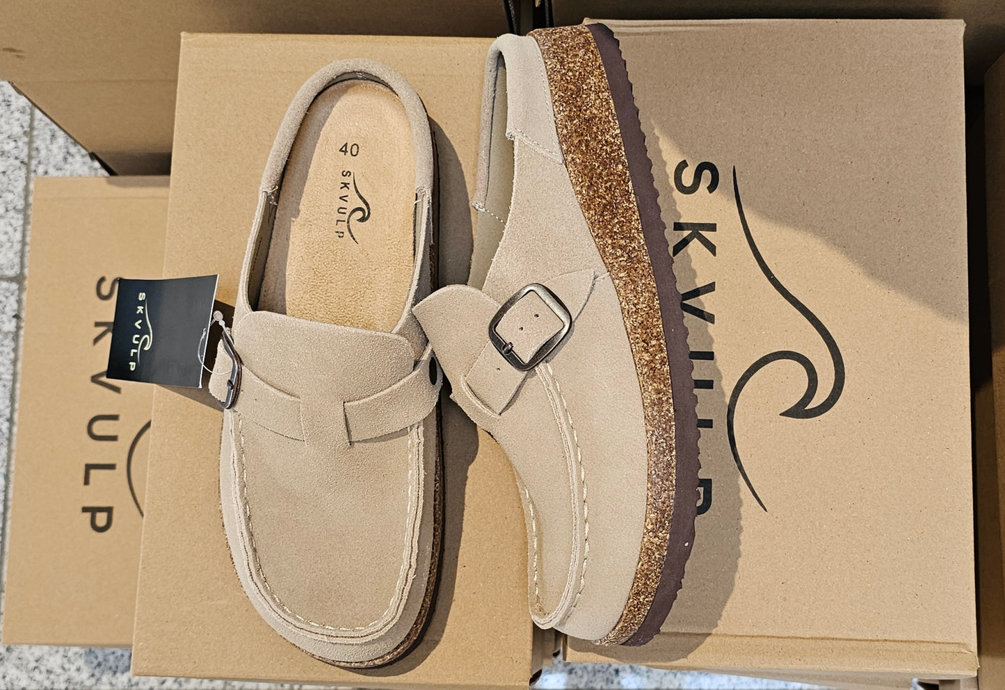 SKVULP - Slip-in sandaler, Taupe