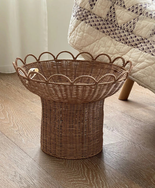Jou Quilts - Rattan Scallop Stand, H31xD38cm., Rattan, Natur