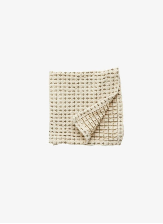 Nordal - HEZE Karklud, Vaffelvævet, B30xL30 cm., Off white/Grøn