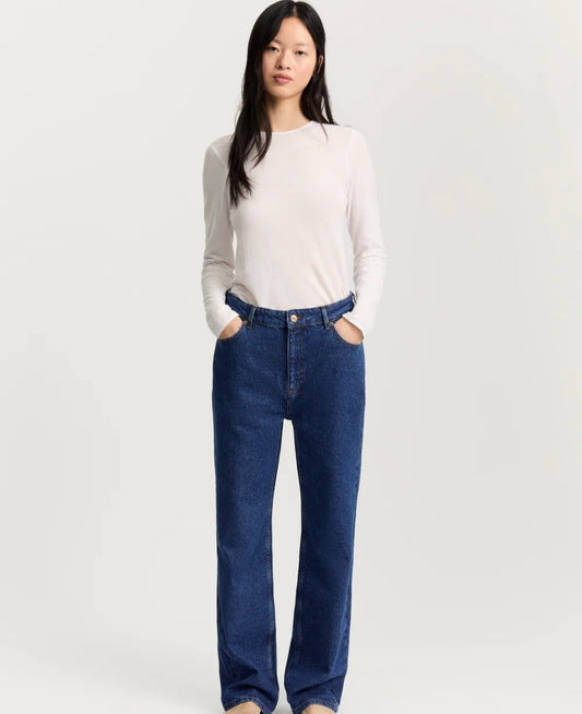 aiayu - Cooper Highwaist Straight Jeans, Mid Blue