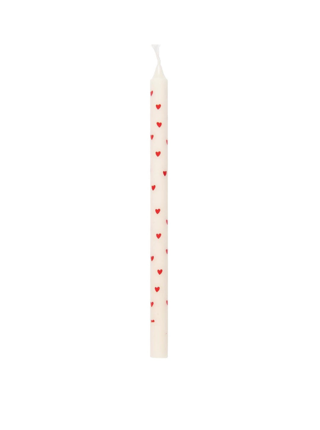 Ib Laursen - Kertelys med røde hjerter, Stearin, Ø1,3xH20 cm.