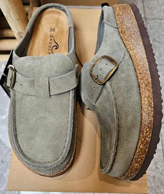SKVULP - Slip-in Sandaler, Dusty Green