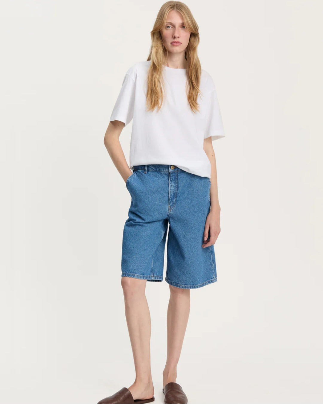 aiayu - Carlo Denim Shorts, Clear Blue