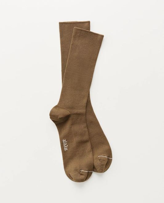 aiayu - Cotton Rib Socks, Chestnut